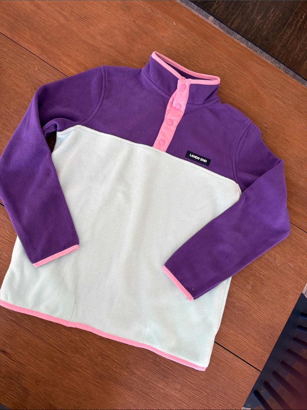 Lands' End Purple, Mint & Pink Snap Pullover